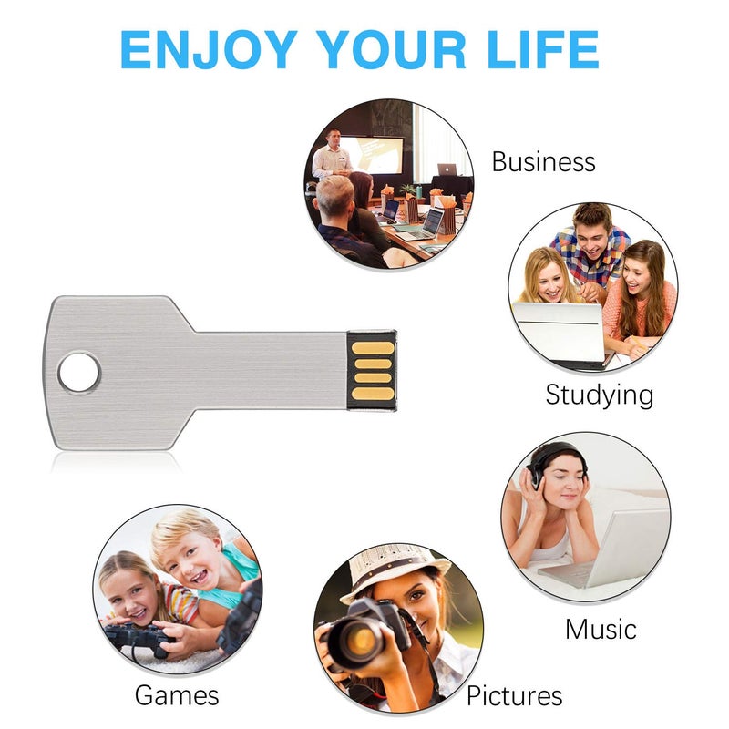 RAOYI 10 عبوة 2GB فلاش USB USB 2.0 مفتاح معدني على شكل ذاكرة فلاش ميموري ستك قلم فلاش - فضي - Image 4
